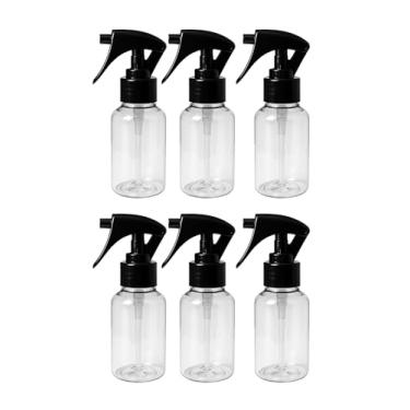 Imagem de Kit 6 Frasco Spray Mini Trigger Preto Borrifador 100ml Liquido Alcool Perfume Multiuso Faxina Refil