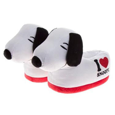 Imagem de Josmo Peanuts Snoopy House Pantufas aconchegantes de pelúcia meias felpudas fofas chinelos para uso interno para mulheres e crianças (tamanho duplo para bebês/crianças pequenas/mulheres), Branco 3D, 9