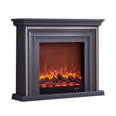 Imagem de Lareira Decorativa Lareira elétrica cinza premium moderna com cornija de carvalho, lareira decorativa independente 47,2", chama realista 2 brilhos e temporizador, controle remoto