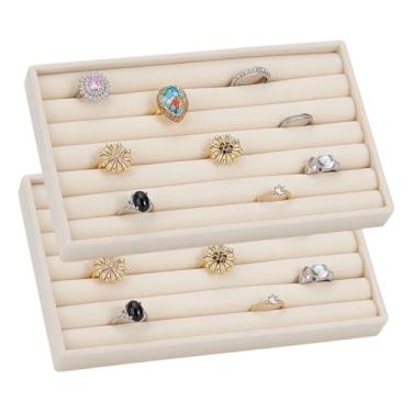 Imagem de UNICRAFTALE Bandejas com suporte de anel de veludo, 6 compartimentos, retangulares, brincos de renda, organizador de exibição de joias para loja doméstica, anéis de brincos, 21 x 12 x 2,3 cm