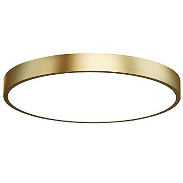 Imagem de Luminária de teto moderna de LED em cobre para quartos, sala de estar, restaurante e cozinha, design ultrafino, simples e elegante, luminária de cúpula embutida com ajuste de intensidade de