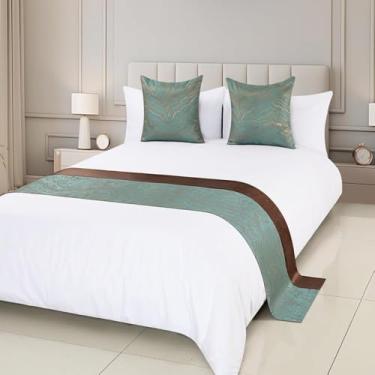 Imagem de Cachecol de corredor de cama de hotel moderno toalha de cama de luxo de alta qualidade decoração confortável protetor de cama para solteiro queen king tamanho verde||50 x 240 cm para cama de 1,8 m