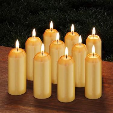 Imagem de Pacote com 10 velas de cera de abelha natural 15H + queima longa de emergência [18H + lanternas internas de velas], velas pequenas de cera de abelhas de 7,6 cm, velas de sobrevivência para falta de