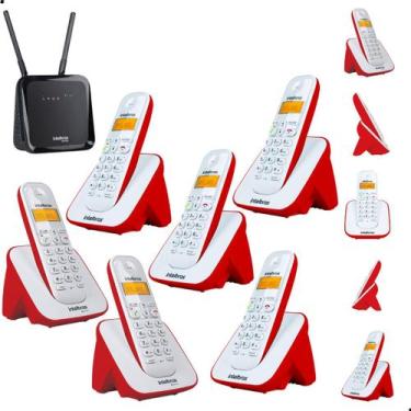 Imagem de Kit Aparelho Telefone Bina 5 Ramais Entrada Para Chip Celular 4G Compa