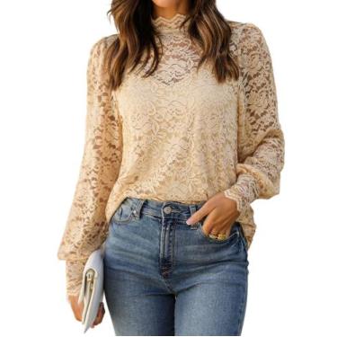 Imagem de Blusa HOTOUCH Party Sexy de renda de manga comprida para mulheres