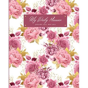 Imagem de My Daily Planner: Capa com estampa floral dourada (janeiro de 2021 - maio de 2021) para o Natal