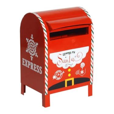 Imagem de MotiveTech Caixa de correio de Natal, sugestões de caixa de correio, decoração de caixa, presentes, porta-jornais de ferro vermelho, ornamento para casa,