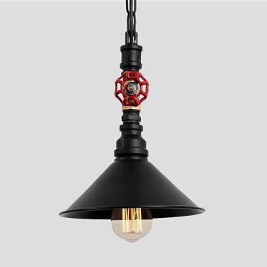 Imagem de YQSLQZZ Luminária pendente industrial steampunk, mesa de jantar acima da pia iluminação suspensa luz de teto para bar cozinha ilha, encanamento pingente de teto luminária industrial
