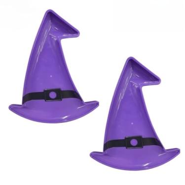 Imagem de Bandeja Petisqueira Chapéu de Bruxa Decorativa Para Festa Halloween Porta Doces(Roxo,2 unidades)