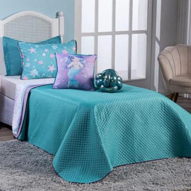 Imagem de Kit Cobre Leito Sereia Tiffany Dupla Face c/ Almofadas Solteiro 05 Peç