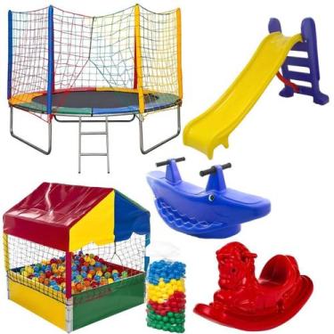 Imagem de Pula Pula Cama Elástica 2,44m Resistente Premium Grande Casinha Piscin