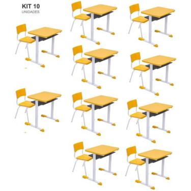 Imagem de Kit 10 Conjuntos Escolar Individual Juvenil/Adulto com porta Livros co