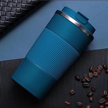 Imagem de Copo Térmico Aço Inox 500ml - Copo com Tampa para Café Quente e Bebidas Frias (azul)