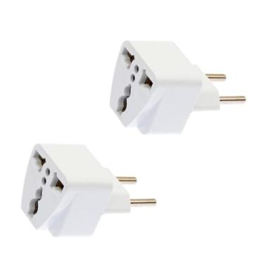 Imagem de Kit com 2 Adaptadores de Tomada Universal – Padrão Europa/UK para Brasil, 10A 250V Bivolt (110V/220V), Ideal para Viagens, Carregadores, Eletroportáteis e Eletrônicos