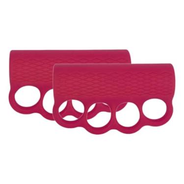 Imagem de menolana 1 par de luvas de ginástica para levantamento de peso, de silicone portátil, antiderrapante, proteção para as mãos, para musculação e fitness, Rosa Vermelho