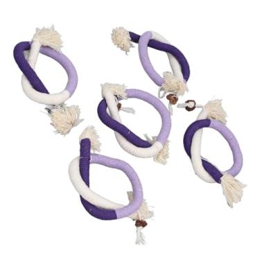 Imagem de Acouto Brinquedo Interativo de Corda para Gatos Com 5 Unidades - Brinquedos de Mastigar para Gatinhos Com Erva-de-gato e Diversão para Gatos Internos (Pequeno Roxo 50 cm / 19,7 pol.)