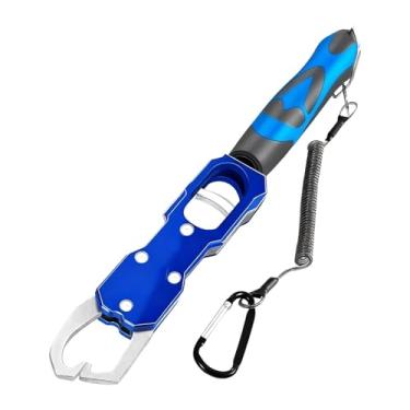 Imagem de RNXRZANK Garra de Pesca em Liga de Alumínio, Pegador de Lábio de Peixe, Balança de Peso, Cordão Seguro, Cabo Ergonômico, Ferramenta Portátil Adequada para Pesc, Azul