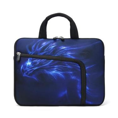 Imagem de Capa para laptop de 11,6 polegadas 12,2 polegadas Chromebook capa para notebook mangas neoprene alça bolsa para homens e mulheres, dois bolsos serve para Apple MacBook Air Samsung Acer HP (dragão azul