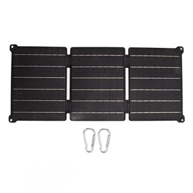 Imagem de Carregador de painel solar dobrável de alta eficiência 21W 5V 12V Carregador de bateria solar portátil com saída USB dupla para acampamento ao ar livre, caminhadas, silício