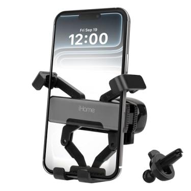 Imagem de iHome Suporte de telefone para saída de ar por gravidade metálica, ampla compatibilidade, configuração sem esforço, aderência segura