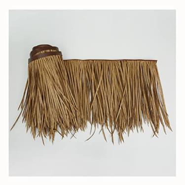 Imagem de Rolos de palha de simulação de plástico resina sintética telha de palha decoração simulador de fazenda telha de palha falsa decoração de casa de palha palha palha feita pelo homem (amarelo c, 0,5 x 6
