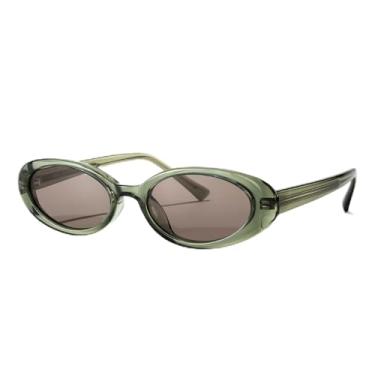 Imagem de Óculos de sol ovais modernos femininos grandes – estilo vintage com proteção UV400 para dirigir na praia, Armação verde Tra/Lente cinza, Lens Width: 53 Millimeters