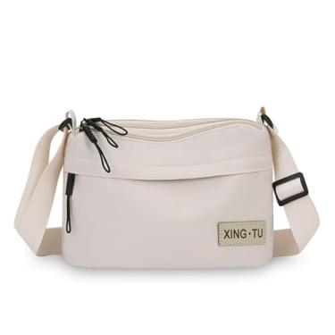 Imagem de Bolsa transversal feminina, bolsa transversal de lona para mulheres, bolsa de mão estilo minimalista casual adequada para viagens diárias, Branco A-off, Lx11-b-0083-01