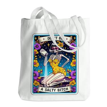 Imagem de Carta de tarô de esqueleto engraçado caveira gótica bruxa material de bruxaria suprimentos de lona gótica sacola de compras reutilizável 04, Skeletoncard 00872, 13.8 x 16 inches