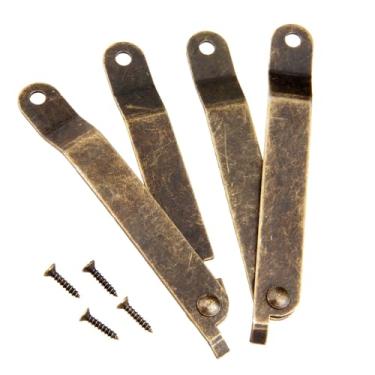 Imagem de 2 peças de bronze antigo giratório tampa dobrável suporte dobradiças permanentes para armário de móveis domésticos caixas de madeira exibição - 5,71x8,31x0,43