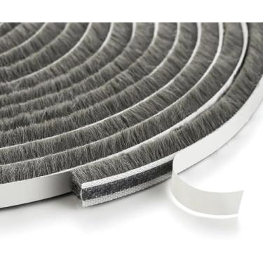 Imagem de Excluidor de rascunho para janelas de portas, 4,9 m 0,9 cm x 2,3 cm, fita adesiva para remoção de intempéries, fita de vedação autoadesiva, cinza