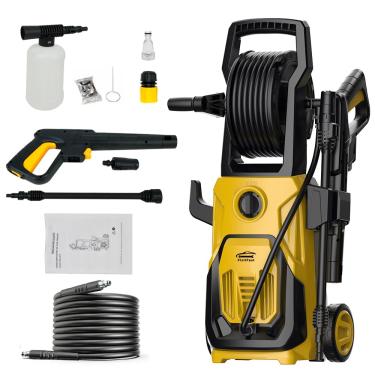 Imagem de FINYQBET Lavadora de Alta Pressão 2000W, 127V, 120 Bar, 8 L/min, Com um Carretel de Mangueira Giratório, Cabo INMETRO e Rodas Móveis, Ideal para Limpeza Residencial, Carros, Garagens e Pátios (127V)