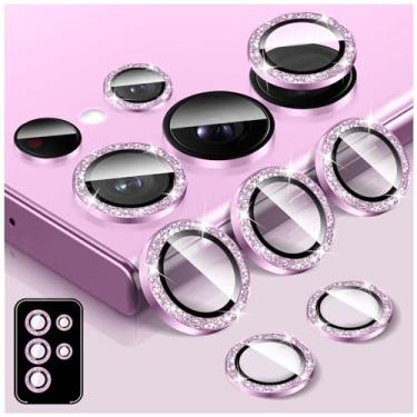 Imagem de Kucheed Protetor de lente de câmera Bling para Samsung Galaxy Z Fold 7, protetor de tela de vidro temperado, alinhamento automático de glitter, anéis de metal individuais, adesivos de filme