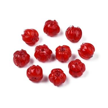 Imagem de 40 peças de contas de flor feitas à mão 3D floral flor de ameixa vidro espaçador solto contas de 12 mm para pulseira de amizade faça você mesmo, brinco colar de joias, tijolo de fogo