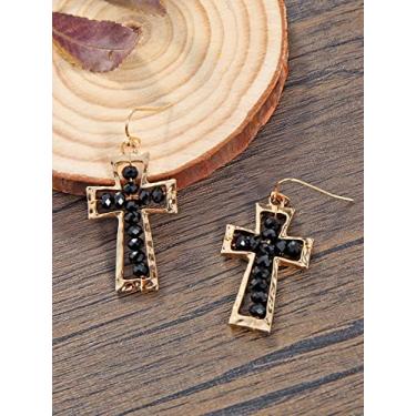 Imagem de Brincos de meio vidro banhado a céu aberto de liga cruzada azul claro, no size, Liga de aço, Sem pedra preciosa