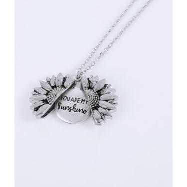 Imagem de Colar com medalhão de girassol, conjunto de colares para mulheres, 50cm, Liga de aço, Sem Pedra Preciosa
