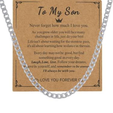 Imagem de MRDOPELUX Corrente cubana, corrente de aço inoxidável, colares masculinos de 7 mm, presentes para filho, pai, marido, namorado, 7mm, 20in, Aço inoxidável, Sem Pedra Preciosa