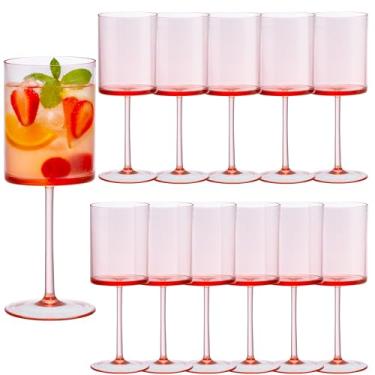 Imagem de JLYLOL 12 peças de taças de champanhe de plástico rosa de 283 g Taças de champanhe grandes reutilizáveis acrílico para brindes de casamento taças de água com haste para copos de vinho para casamento e