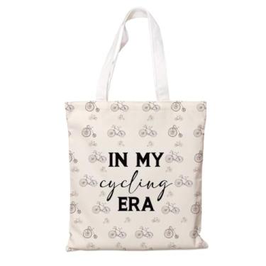 Imagem de Bolsa de lona para amantes de kitesurf – In My Cycling Era, sacola feminina de algodão, presente de ciclismo engraçado, presente para ciclista, motociclista, sacolas de algodão para trabalho, compras