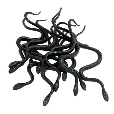 Imagem de Cobra De Brinquedo Borracha Preta - 12 Unidades