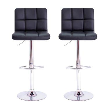 Imagem de Kit 2 Banquetas Giratórias Gomos Preta Preto