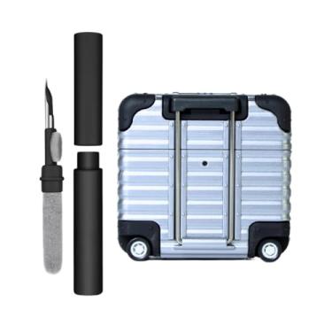 Imagem de Capa Protetora Nerdcase com Limpador Compatível com AirPods 4, Formato Mala de Viagem, Cinza