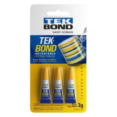 Imagem de Kit 3 Super Cola Instantânea Transparente Tekbond 3g - Tek Bond