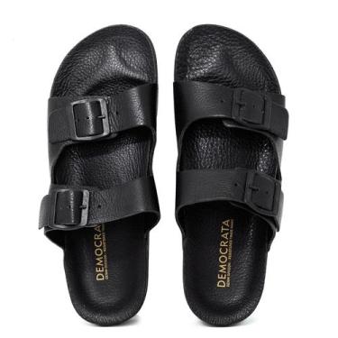 Imagem de Sandália Masculina Democrata Casual Easy Weekend Couro Conforto, Preto