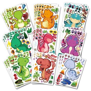 Imagem de Adesivos de dinossauro DUJAA Make Your Own 27 Sheets Kids 3+