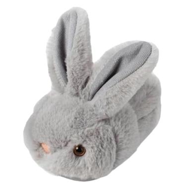 Imagem de Pantufas infantis de algodão coelhinho fofo desenho animado outono inverno capa quente sapatos de bebê casa, Cinza, 5-5.5 Infant