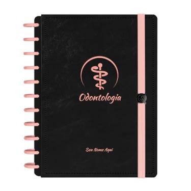 Imagem de Caderno De Disco Iscool Inteligente Personalizado 140 Folhas Profissões Preto Rosê Odontologia Grande G+