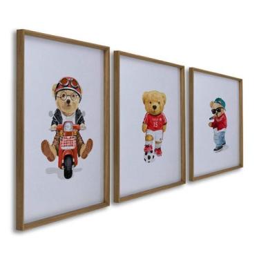 Imagem de Quadro Decorativo Infantil Didático Alfabeto e Mapa 3 Telas 60x90 para