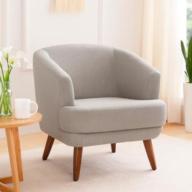 Imagem de Poltrona Dekorien Tamara Linho Cinza Claro Decoração Alto Acabamento