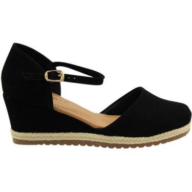 Imagem de Sandália Espadrilhe Bebecê Clássica Nobuck Feminina, 36, Preto