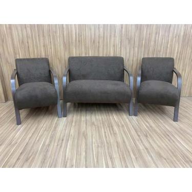 Imagem de Conjunto Poltronas Braço Madeira Marrom 603 México - Alpoim